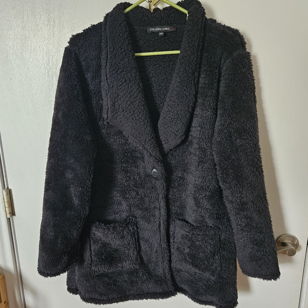 Colleen Lopez Black Fleece Sherpa Jacket